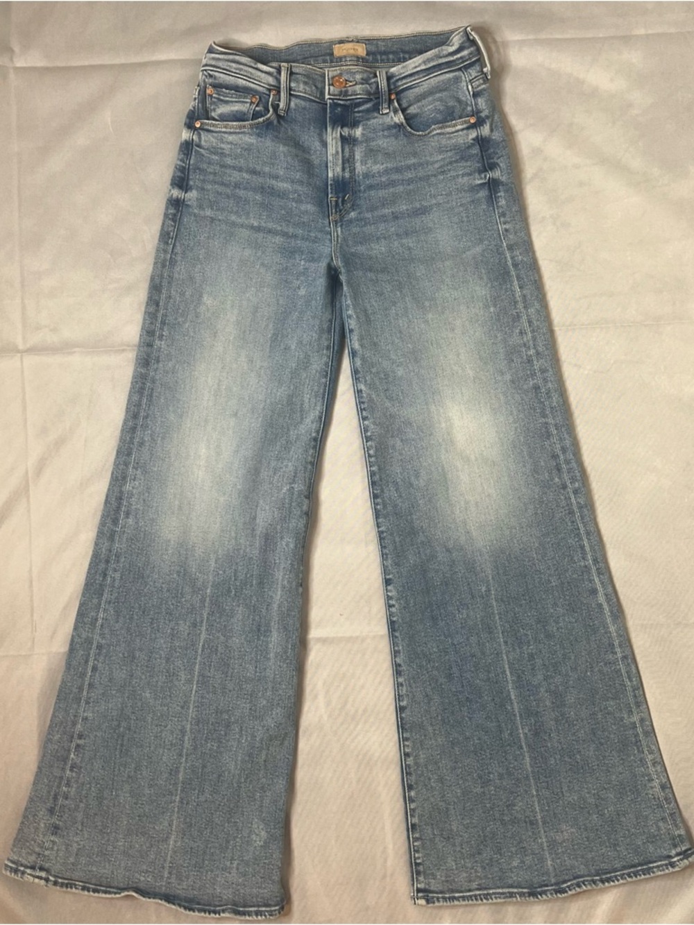 MOTHER The Twister Skimp Ropin’ & Ride Wide Leg Jeans Light Wash USA made 26